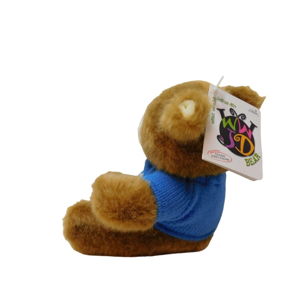 What Would Jesus Do Blue Sweater & Bracelet 8" Plush Bear W/Tags Stuffed Animal - Picture 3 of 9